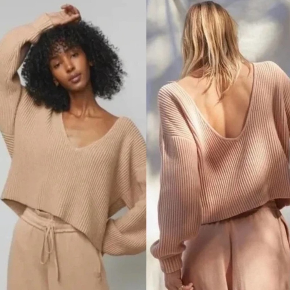 New! Lunya cozy cotton silk v-neck reversible pullover sweater NWT 16208